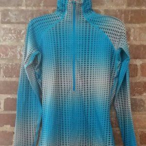 NIKE PRO Blue Multicolor Geometric Dots Long Sleeve Half Zip Sweatshirt Women S